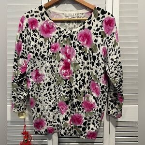 Multicolor button up cardigan with three-quarter sleeves size L by Joseph A